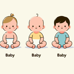 Vector set of babies with flat design style