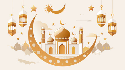 gold-and-blue-eid-al-fitr-card-design vector illustration
