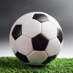 Lone soccer ball rests on lush green field under bright sun, exuding sense of calm anticipation