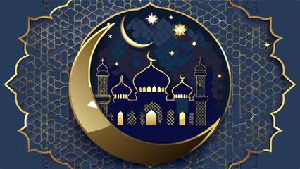 Ramadan-Kareem-islamic-background-with-moon-vector illustration