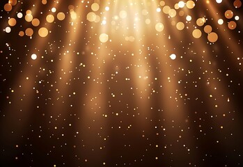 Abstract background with golden lights and glowing dots on a dark brown color