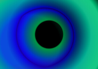 Ojo verde y azul. Orificio negro . Fondo abstracto