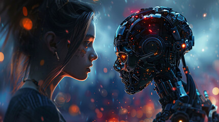 A woman vs AI robot