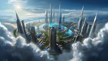 Futuristic modren city.= - obrazy, fototapety, plakaty