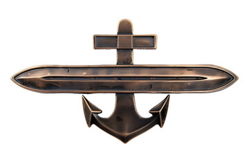 Detailed Bronze Representation of Navy Lt. Commander Rank Insignia Against White Background