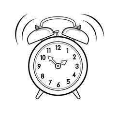 simple cartoon alarm clock line drawing
