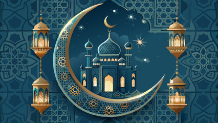 Fototapeta premium amadan-mubarak-or-ramazan-kareem-greeting-card 