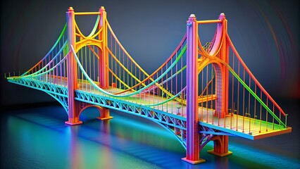 Leveraging Advanced Structural Analysis to Enhance the Stability and Safety of Suspension Bridge Cables in Varied Loading Scenarios, Finite Element Analysis (FEA) - obrazy, fototapety, plakaty