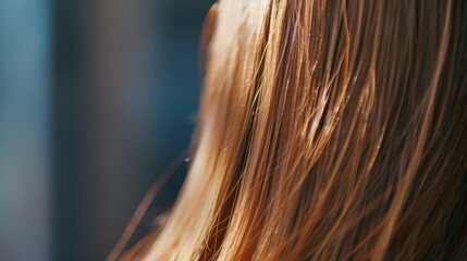 Naklejka premium woman seen from behind with light brown, straight hair, generative ai