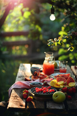 Fruit on table in nature