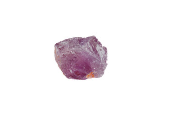 Amethyst mineral stone macro on white background