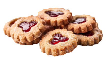 Naklejka na ściany i meble Delicious Linzer Cookies Imagery on transparent background.