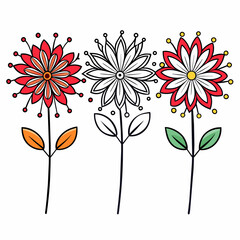three Firecracker Flower line art stock