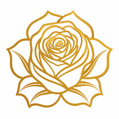 Luxury golden rose flower line art 