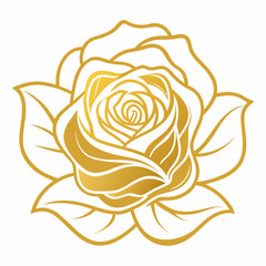 Luxury golden rose flower line art 