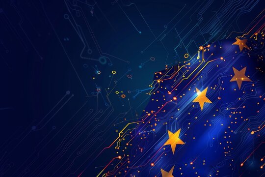 European Union Themed Technology Background - Powered by Adobe