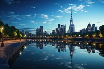 Obraz premium Beautiful view landscape sea bank with buildings Generative AI