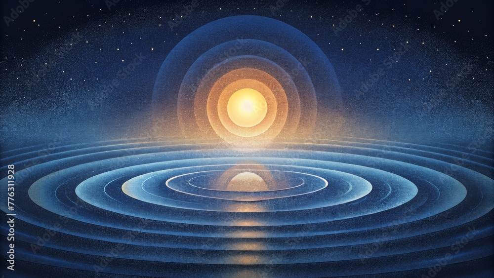 Poster An array of concentric circles emitting a dazzling radiance reminiscent of ripples on water.