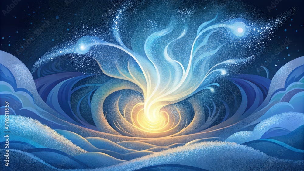 Poster Fluid waves of light seemingly breaking and crashing into each other creating a captivating spectacle.