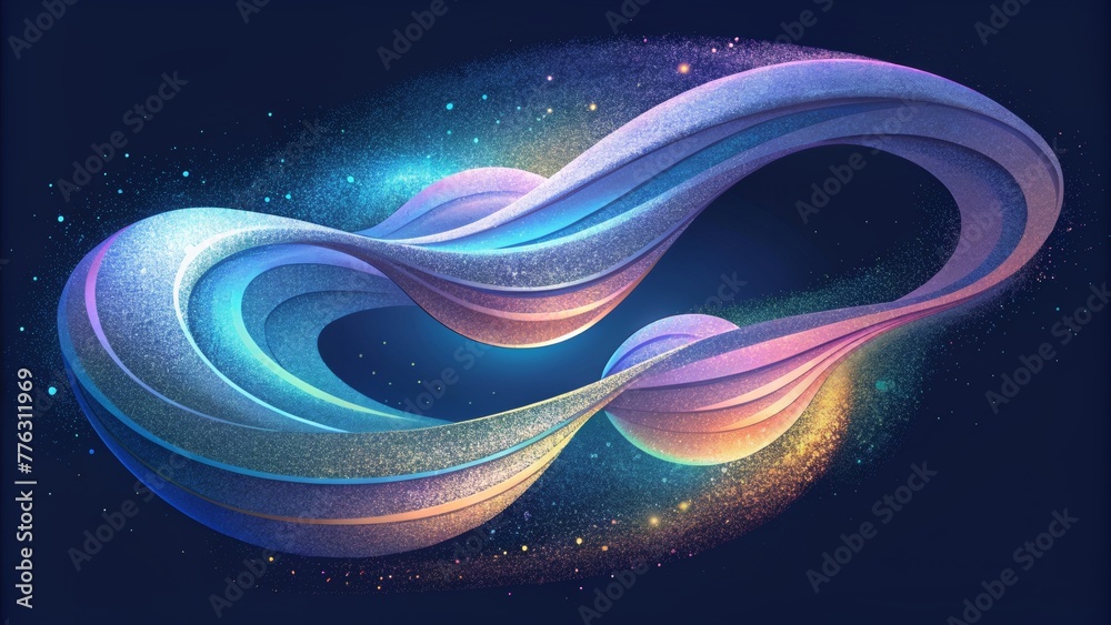 Poster Shimmering ribbons of light cascading in fluid motion creating a mesmerizing optical illusion.