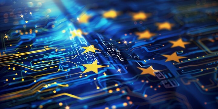 Illuminated EU Stars on a Circuit Board