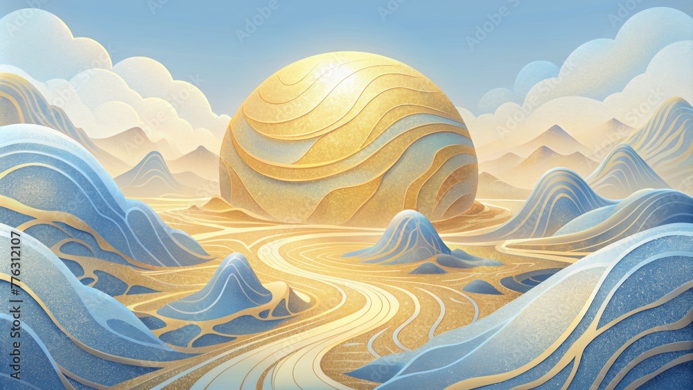 Poster soft and ethereal the gilded marble resembles a majestic landscape with golden s running through it 