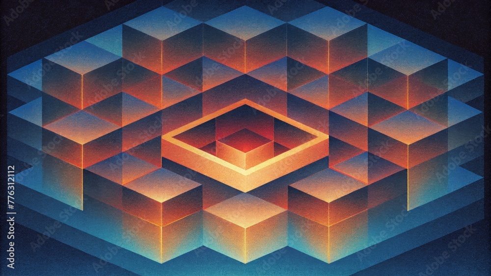 Poster Nostalgic pixelated squares arranged in a mesmerizing optical illusion.