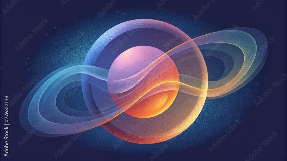 Aufkleber A fluid and dynamic composition of overlapping circles creating a sense of movement and energy akin to a sonic pulse.