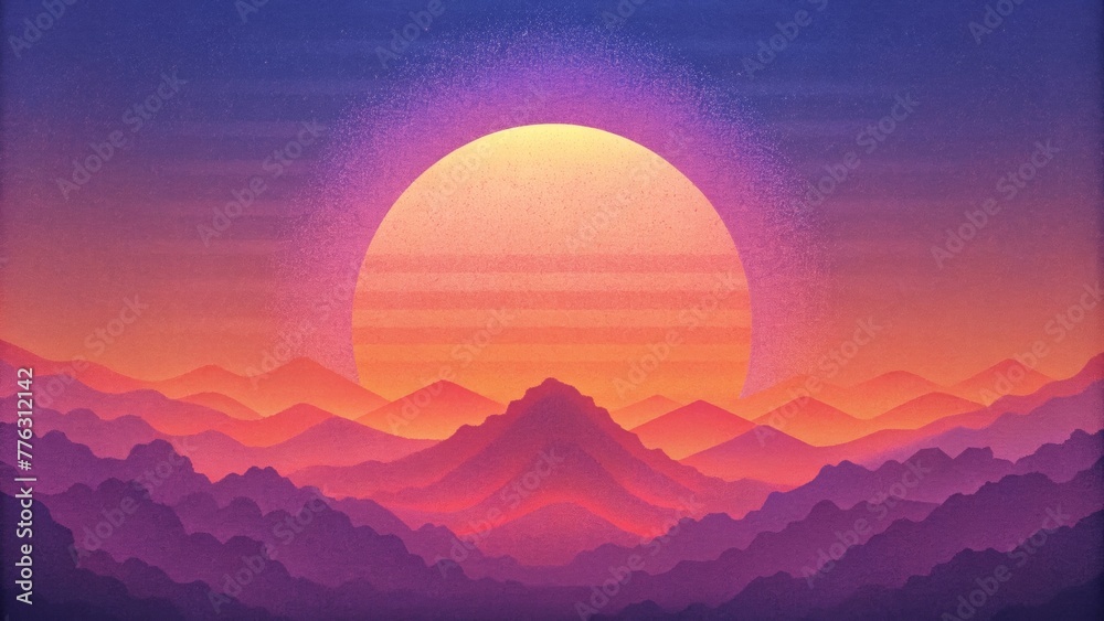 Aufkleber a pixelated sunset in a soft focus evoking memories of old video game graphics.