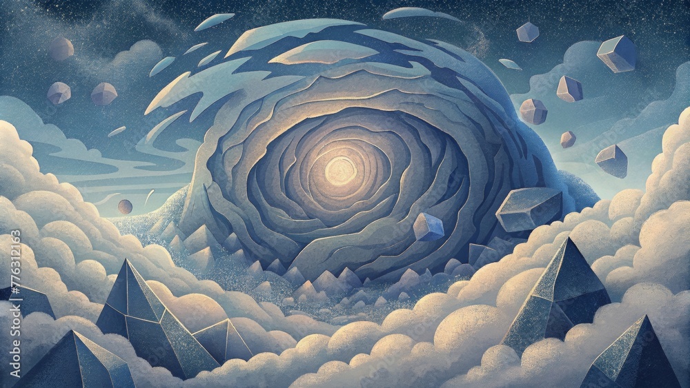 Aufkleber An otherworldly environment of swirling clouds and fragmented shards evoking a sense of the intensity and force of sonic pulses.