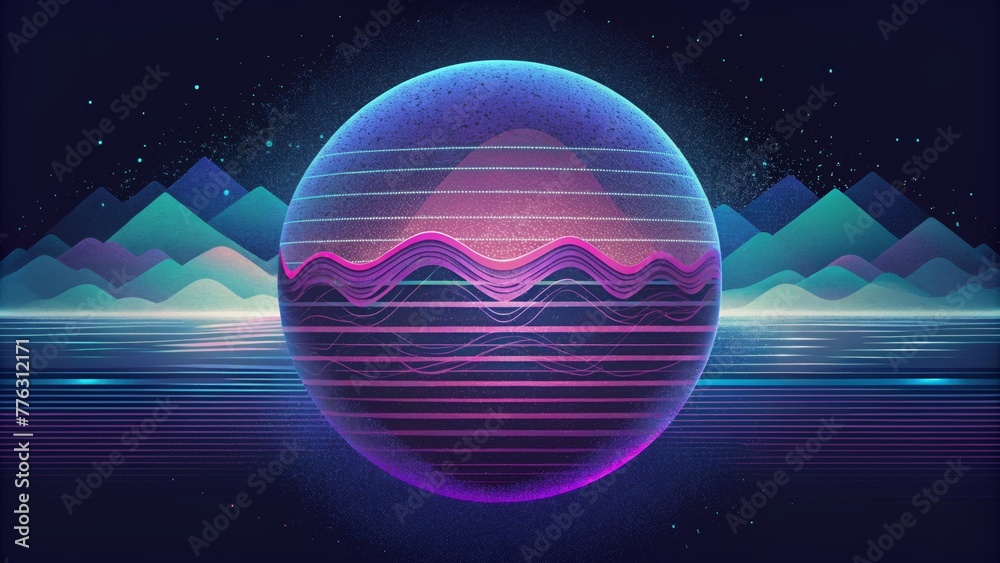 Aufkleber A digital glitch effect with distorted and glitchy lines pulsing and shifting in rhythm with the sonic waves they represent.