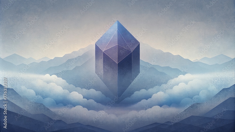 Leinwandbilder a minimalist depiction of geometric fog with clean sharp lines ting through a misty atmosphere.