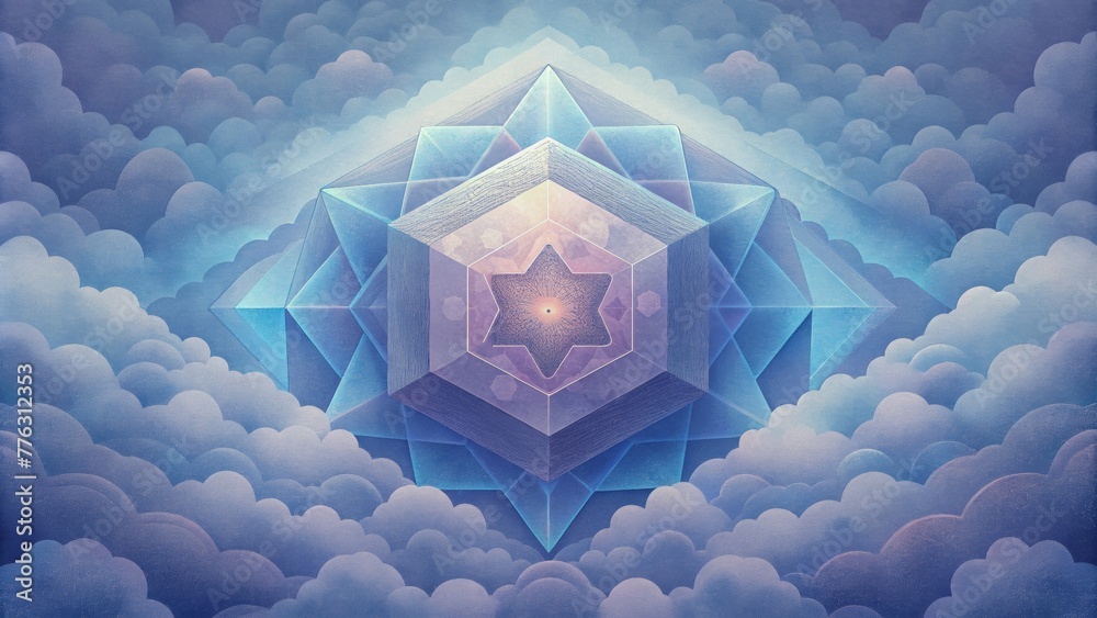 Poster A kaleidoscope of geometric fog in various hues creating a mesmerizing and hypnotic visual experience.