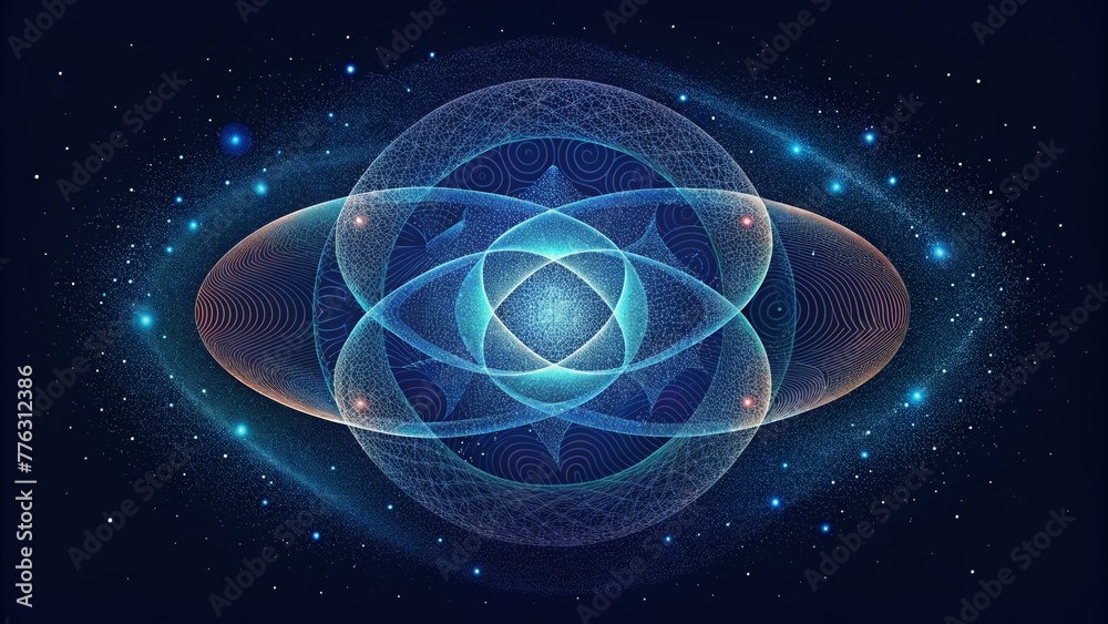 Poster a radiant lattice made up of ethereal strands resembling a celestial map in the night sky.