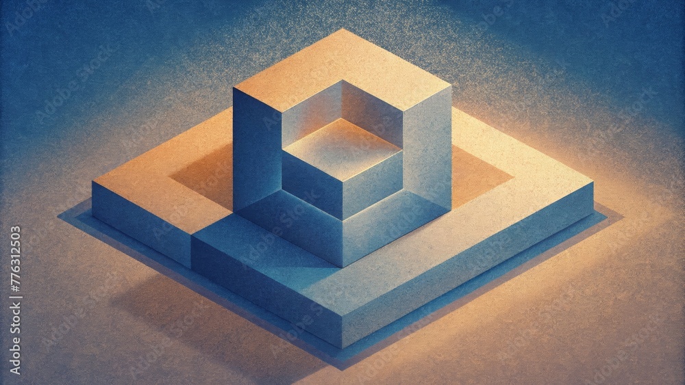 Poster A minimalist composition of squares and rectangles their shadows creating a sense of depth and complexity.