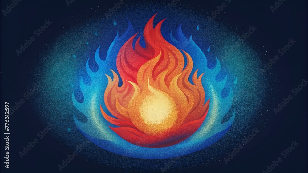 Poster A fusion of fiery reds and deep blues creating a mesmerizing contrast between the fierce energy of fire and the calming presence of water.