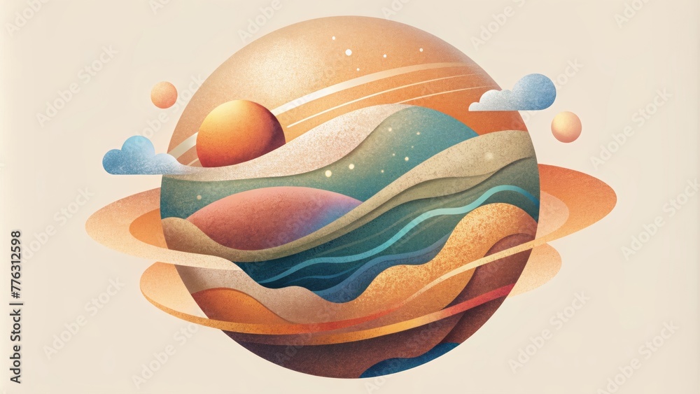 Poster a medley of earthy tones and airy strokes illustrating the fusion of earth and air elements in a del