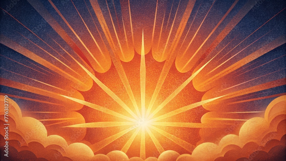 Poster Rays of warm fiery oranges spreading out in a Chromatic Pulse igniting a burst of color in their wake.