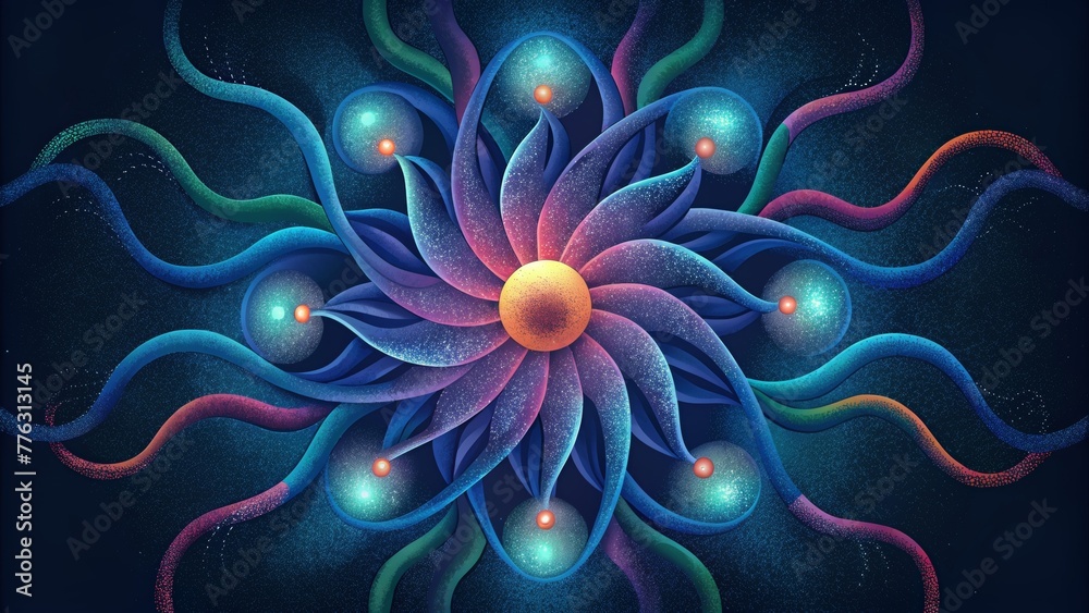 Poster Vibrant tendrils reaching out as if seeking connection and alignment illustrating the strong bonds of magnetic field lines.