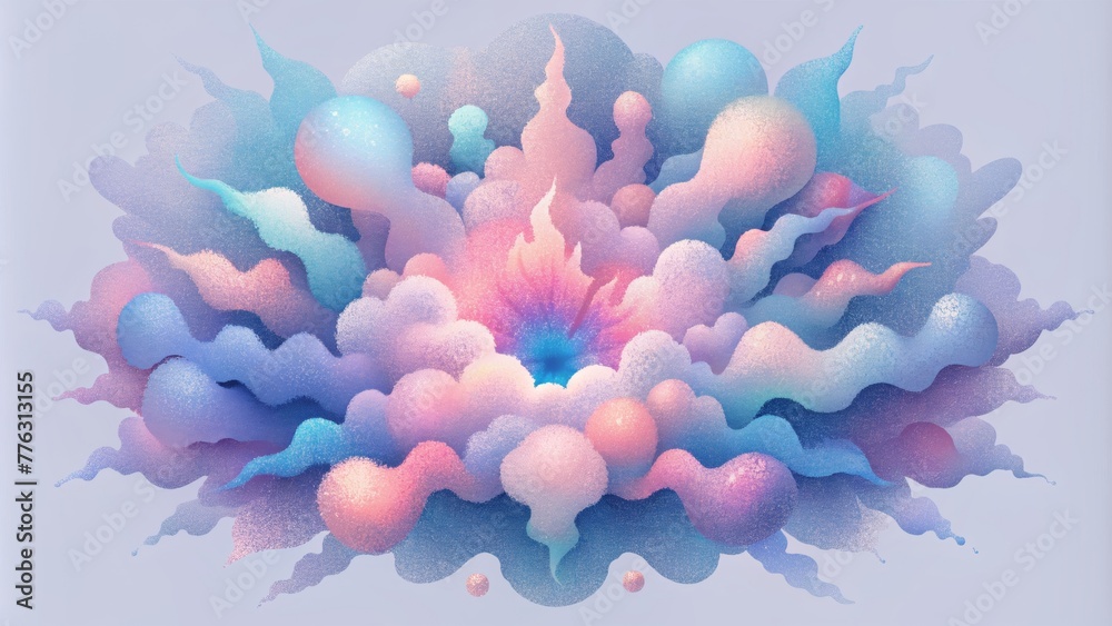 Poster an ethereal mix of pastel pinks and blues intertwine in an otherworldly display of psychedelic smoke
