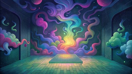 Add a touch of magic to any room with a wall adorned with psychedelic smoke in all its swirling colorful glory. - obrazy, fototapety, plakaty