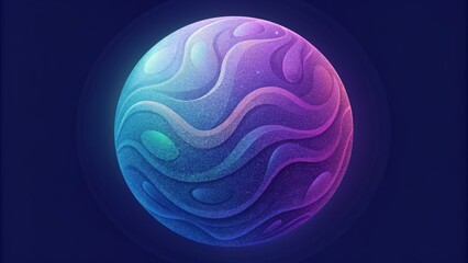 A fragile glasslike sphere with intricate patterns in shades of purple and blue mirroring the surface of an ice planet.