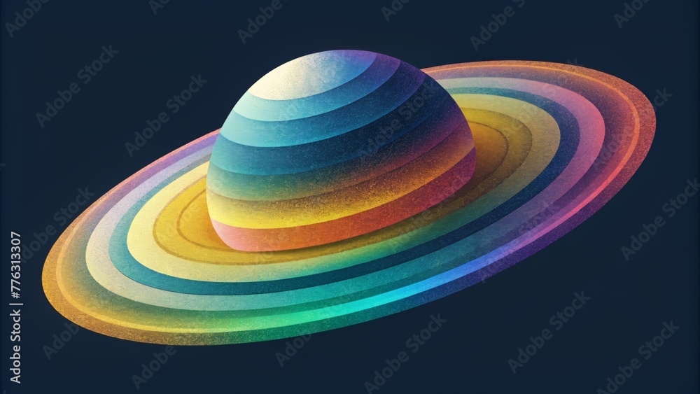 Poster a multicolored layered structure resembling the rings of a gas giant planet.