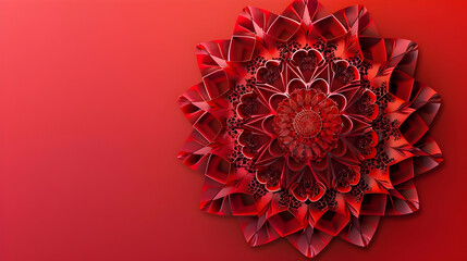 banner for vesak day with copy space, red mandala on red background with space for text