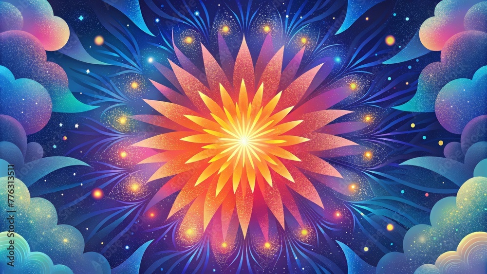Poster Vibrant bursts of color exploding and expanding like fireworks in the sky.
