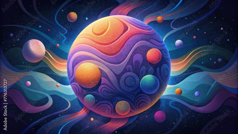 Poster A cosmic journey in one design with vibrant colors and intricate patterns representing the vastness of the universe.