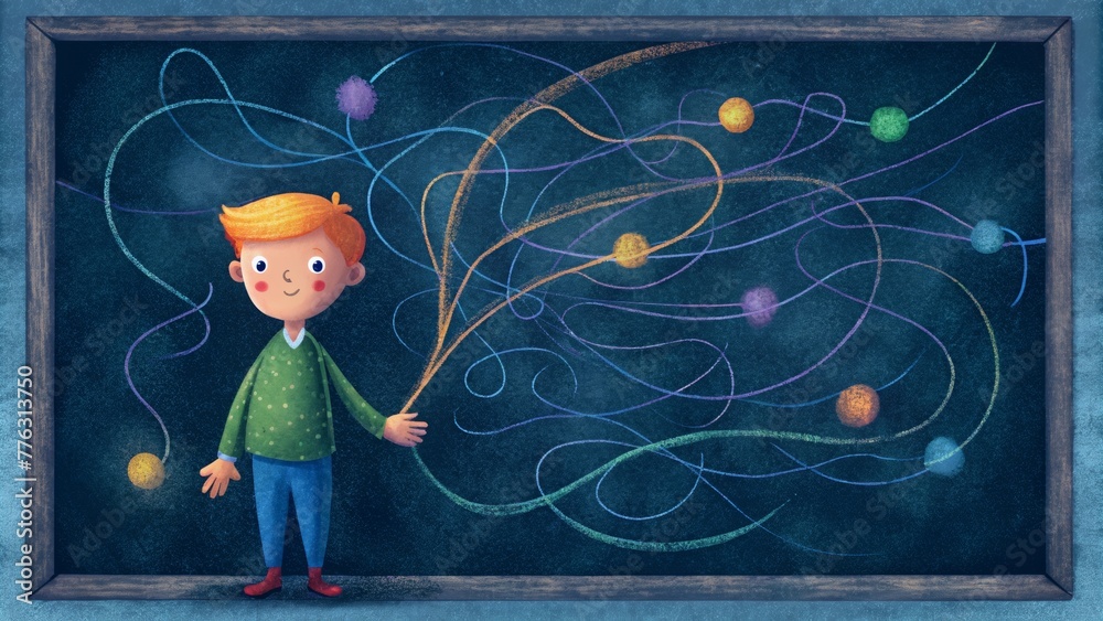 Aufkleber The erratic movements of a childs hand captured in the whimsical and playful scribbles on a chalkboard.