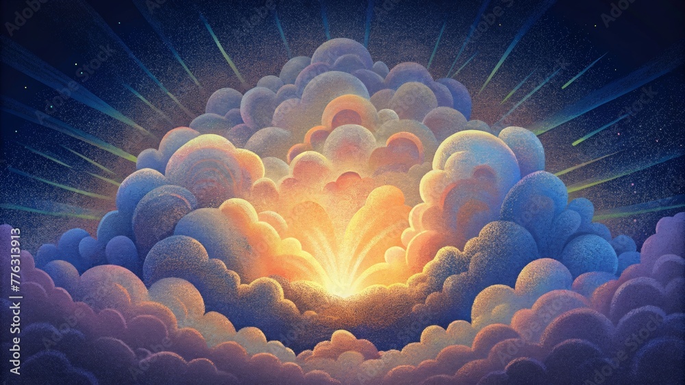 Poster Luminous clouds colliding in a mesmerizing display.