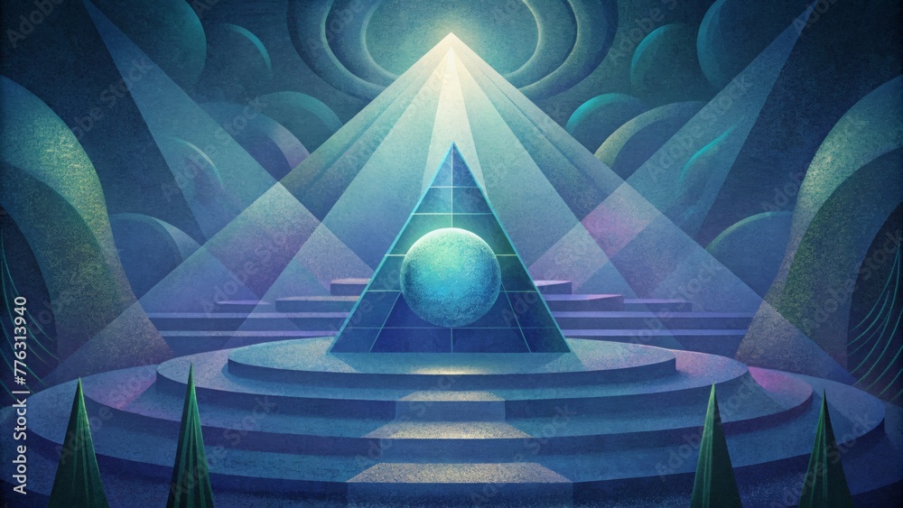 Poster Intersecting layers of light and shadow creating a mystical atmosphere.