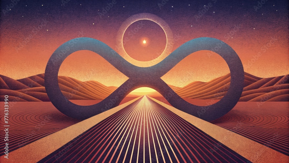 Poster Parallel lines that never seem to meet creating a sense of infinite repetition and a hint of alternate realities.